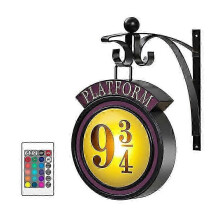 Platform 9 3/4 Night Light with Remote Control 16 Colors Hanging Room Decor Wall Lamp 9 Sign Decoration Wall Lights