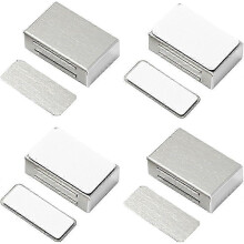 Pack of 4 Self-Adhesive Door Magnets for Cupboard Doors, Updated Door Magnets for Furniture, Magnetic Catch, Strong Cabinet MagnetRed SZRH