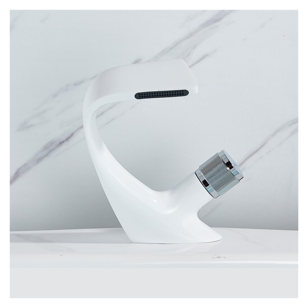 Black Brass Washbasin Faucet, Bathroom Faucet, Deck Mounting, Cold And Hot Water Mixer, Creative Waterfall Washbasin (White Chrome) 9067246289126