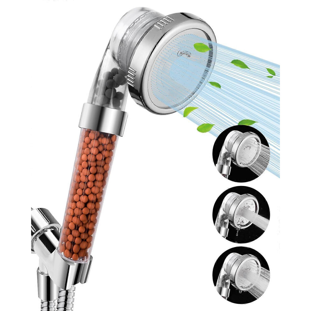 Luxsego Filtered Shower Head For Soft Water, High Pressure 3 Mode Handheld Shower, Chlorine And Fluoride Removal With Mineral Beads 6935161358742