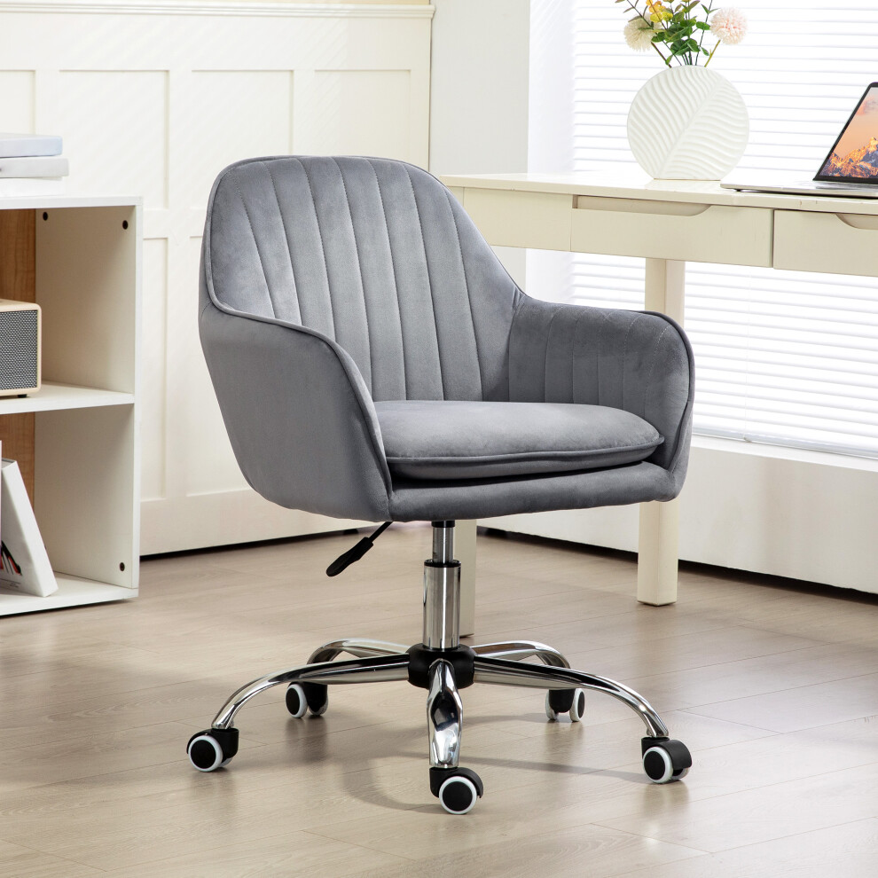 Homcom Office Chair, Swivel Desk Chair W/ Adjustable Height, Grey