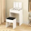 Homcom HOMCOM Dressing Table Set Padded Stool with Flip-up Mirror Multi-purpose - White 7