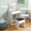 Homcom HOMCOM Dressing Table Set Padded Stool with Flip-up Mirror Multi-purpose - White 6