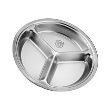 Ronde metalen plaat met 3 compartimenten, ruimte-efficiënte-26