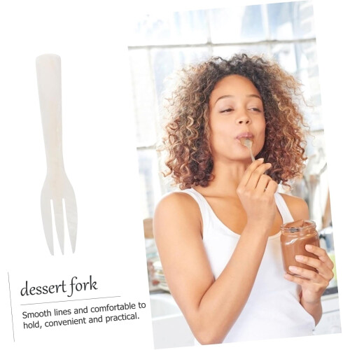 Dessert Fork Shell Design RoundHandle Ice Shell Finish Natural Color Easy Clean Tableware 1.0 g 1