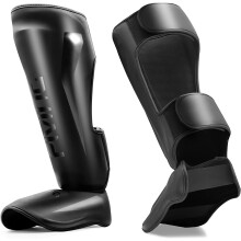FIVING MMA Shin Pads Adjustable Thai Boxing Pads with Instep Guards M Black