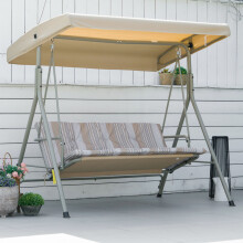 Outsunny 3 Person Porch Swing Chair Outdoor Lounge Bench Canopy Light Brown