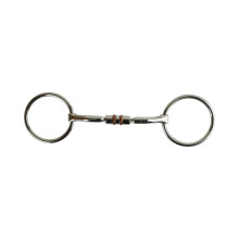 Loose Ring Rotary Curved Snaffle Horse Riding Bits RS2619 5.25 Inch Silver Double Copper Roller