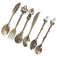Zincs Alloy Antique Coffee Spoons Set 6Pcs Vintage-Green color