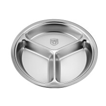 3 Part Stainless Plate Food Partition System Round Divided-26