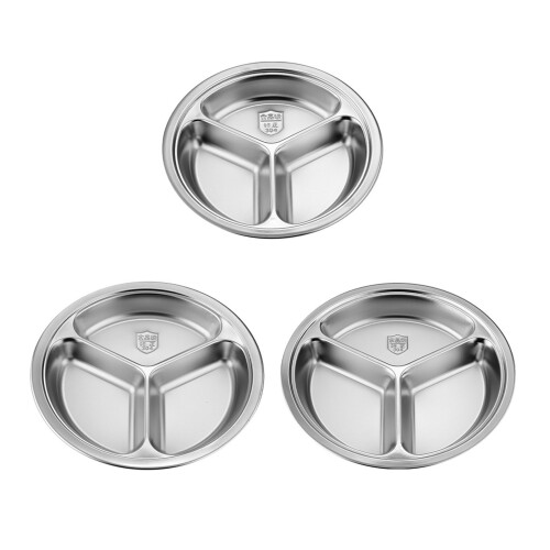 3 Part Stainless Plate Food Partition System Round Divided-26 1