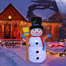 Aufblasbarer Schneemann, leicht zu verstauen, Weihnachtsdekoration für den Außenbereich mit farbenfrohen, rotierenden LED-Lichtern,