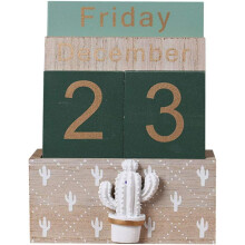 Vintage evighetskalender, stilig vintage-design ananas-trekalender, gjenbrukbar for borddekorasjon på hjemmekontor (naturtre)