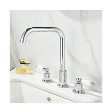 Washbasin faucet double handle mixing faucet modern style chrome