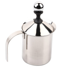 Espuma de qualidade profissional: Espumador de leite não elétrico em aço inoxidável para apreciadores de café.
