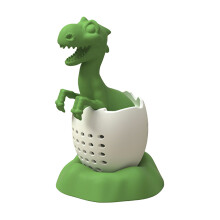 Søt silikon tesil med dinosaurdesign, perfekt løs tesil for urtete, grønn silikon av matkvalitet, gjenbrukbar og miljøvennlig