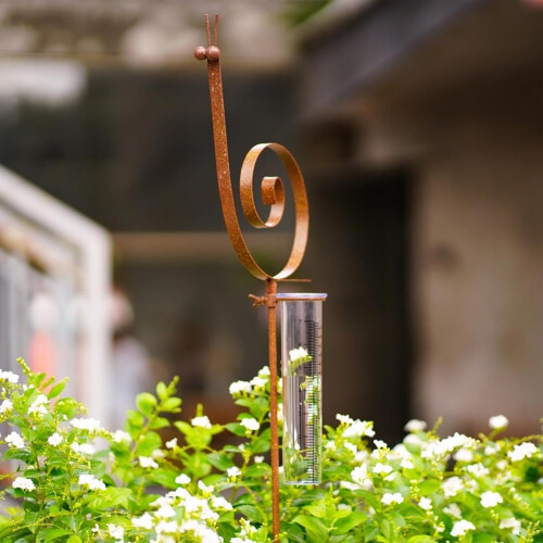Rain gauge for the garden with snail post 2
