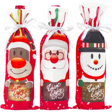 Reusable Wine Bottle Covers: Cute Christmas Icons, 6PCS, Soft Warm Fabric For Standard Size Bottle Bags, Polyester Fiber, Festive Atmosphere, Perfect