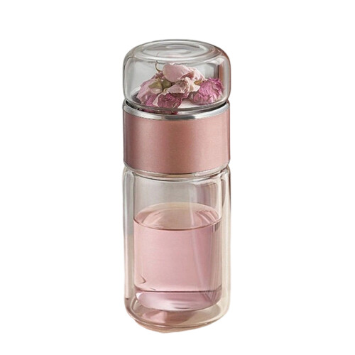 Tragbare Teebereiter-Tasse mit Filtersystem,-Roségold 420 ml