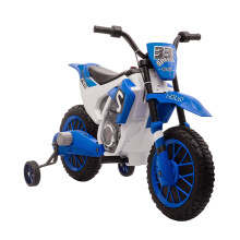 HOMCOM 12V Kids Electric Motorbike Ride-On Motorcycle w/ Training Wheels - Blue