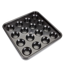 Black plastic billiard carrying tray, for 16 balls, complete set of billiard balls in standard size for 5.4 cm large billiard balls