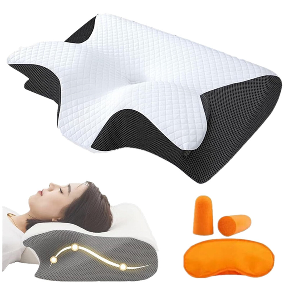 Black Pillow Cervical Memory Foam Ergonomic Neck Pillow For Side Back Stomach Sleepers Hospitality Pillow