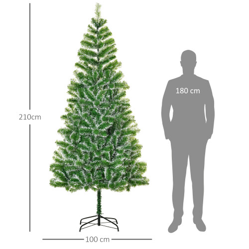 Homcom (7ft / 210cm) Homcom Christmas Tree Artificial Xmas with Metal Stand 2