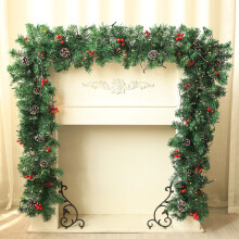 Guirnalda navideña iluminada para interiores, decoración navideña de invierno a pilas con aspecto festivo de piñas y ramas de bayas, calidad