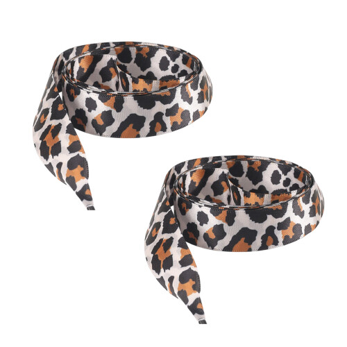 Thin Flat Leopard Pattern Shoelaces-White  black and bro 140cm