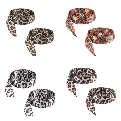 Thin Flat Leopard Pattern Shoelaces-White  black and bro 140cm 1