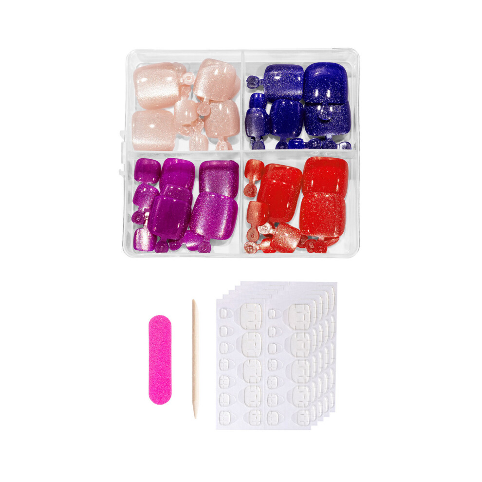 Press on Toenails,Square Cats Eye Fake Toe Nail,Full Cover-HC02