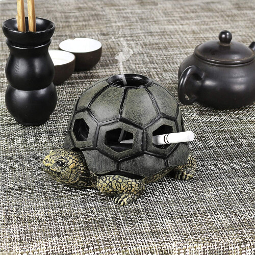 Vintage Turtle Αντιανεμικό Σταχτοδοχείο, Χειροποίητο Ρητινικό Υλικό, Εξαιρετική 1