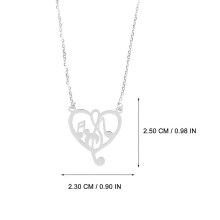 Silver Music Note Pendant Necklace for Women 2Pcs Stainless Steel