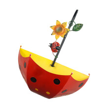 Iron Umbrella Design Wall Planter For Outdoor Garden-Red