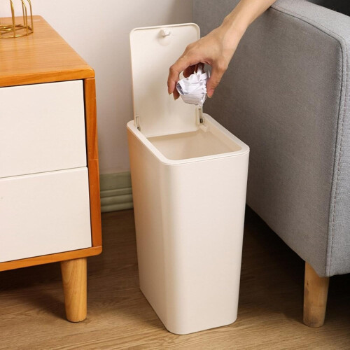 Trash Can Push Modern Trash Bin With  Lid For Multiple Settings 2