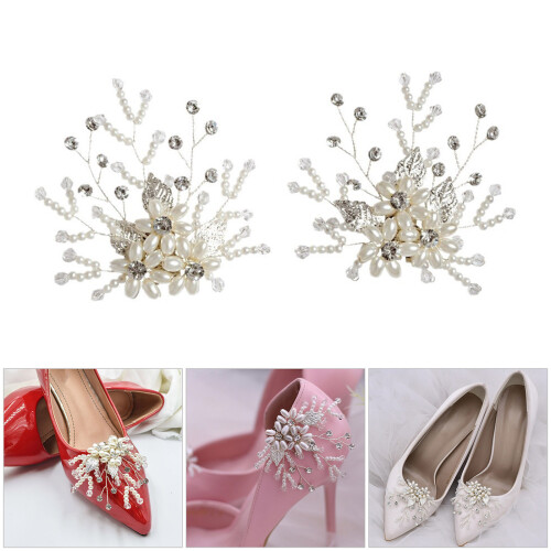 Artificial Pearls Crystal Flower Shoe Accessories Clips For 1