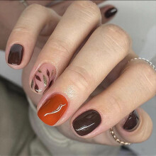 Glitterys Press On Nail Orange Brown Autumns Leaves Plastic