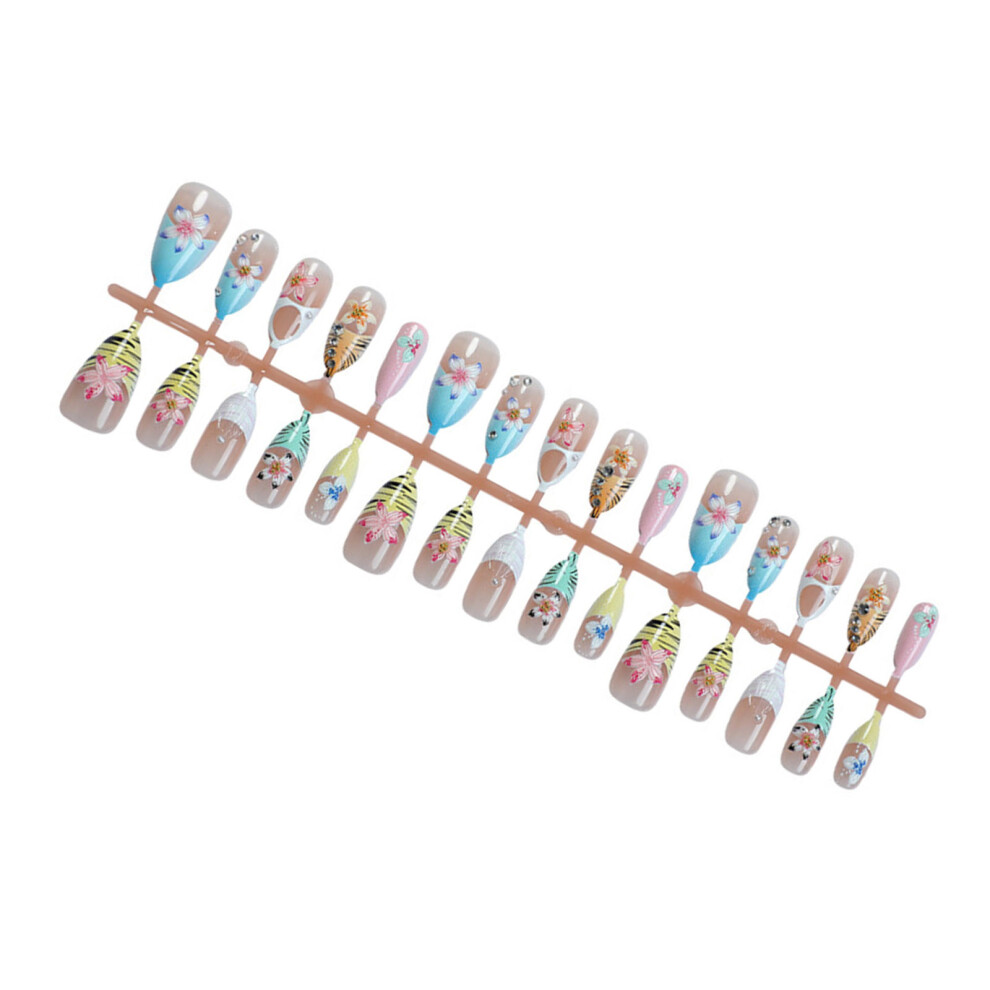 30pcs Press on Nail Almond Glues on Nail French Fake Nail