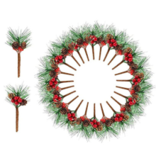 Meșteșuguri și decorațiuni de Crăciun: Agrafe artificiale din pin cu detalii în formă de con de pin și accente de fructe de pădure pentru