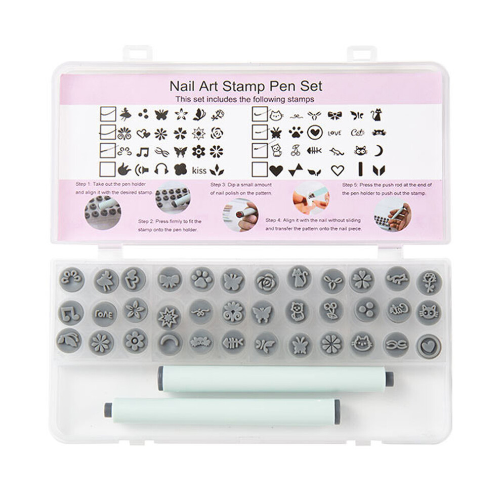 36pcs Nail Design Stamp Kit Easy Grip Stamps for Home DIY or