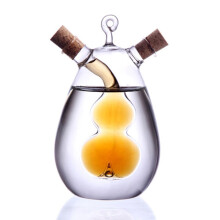 Öl- und Essigflasche mit Zweikammer-Design, mundgeblasenes Glasfläschchen für die Küchenarbeitsplatte, kürbisförmige Spenderflasche aus