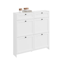 SoBuy Slim White Shoe Cabinet with 4 Doors & 2 Drawers
