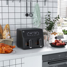 8L Double Basket Air Fryer with 8 Presets Digital Display Recipe Timer