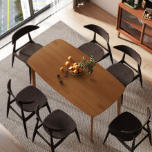 HOMCOM 150 cm Rectangular Dining Table with Solid Wood Frame, Light Brown