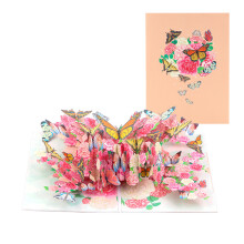 3D-Schmetterlings-Blumenkarte mit Umschlag, elegante Grußkarte