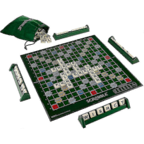 Large Scrabble edition with rotating wooden board and folding feature