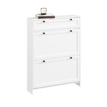 SoBuy Slim White Shoe Cabinet with Doors & Drawer
