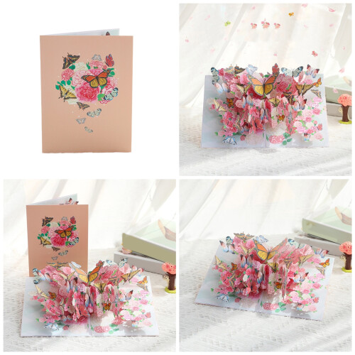 Carte de vœux 3D papillon et fleur faite à la main avec 1
