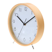 Moderne analoge Desktop-Uhr aus Holz, batteriebetrieben,-Weiß