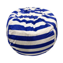 Stuffed Animal Storage Bean Bag Zippered Toy Organizer Chair Blue Soft Seat Cover Converts Toys Into A Seat